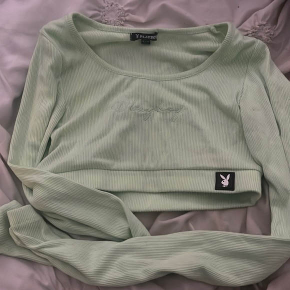 playboy crop long sleeve top - Picture 1 of 7